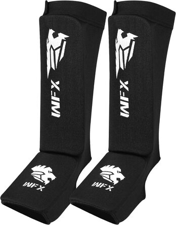 Еластичні захисні щитки для гомілки та стопи WFX для кікбоксингу, муай тай, MMA, карате, BJJ, тхеквондо, тренувань і спарингів, унісекс, з амортизацією