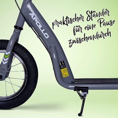 Дитячий та підлітковий самокат Apollo Retro Scooter Paradise з великими пневматичними колесами 12,5 дюймів, широкою платформою для міста