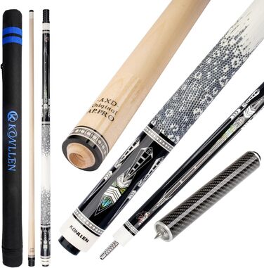 Більярдний кий Konllen Dragon-1 з низькою відволікаючою лінією, подовженням та чохлом (10.5 мм, 11.5 мм, 12.5 мм наконечник Tigerspitze, XTC-чохол, 3/8 x 8 радіальний штифт, 147 см довжина).