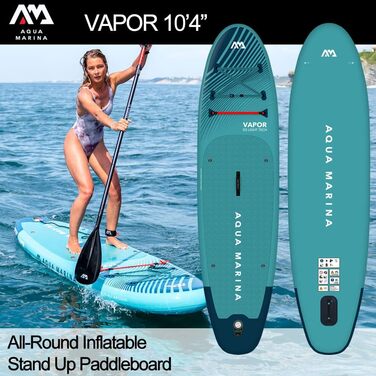 Надувна SUP-дошка Aqua Marina Vapor 315 см з веслом, лішем, рюкзаком і насосом, бірюзова для плавання та серфінгу
