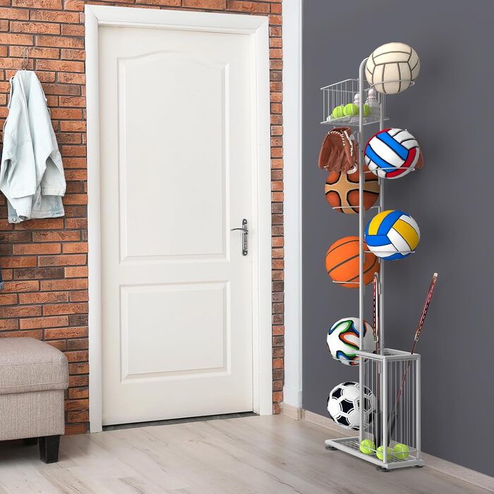 Металевий тримач для м'ячів Nandae: стійка підставка для футбольного, баскетбольного та волейбольного м'яча для гаража та дитячої кімнати