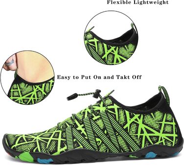 Чоботи для плавання та відпочинку на пляжі, Sagaro, для жінок, чоловіків, дітей, розмір 35-48, зелені смужки