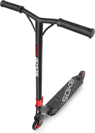 SOKE Stunt Scooter PRO: трюковий самокат для дорослих та дітей, ABEC 9 підшипники, чорно-червоний, вантажопідйомність 100 кг