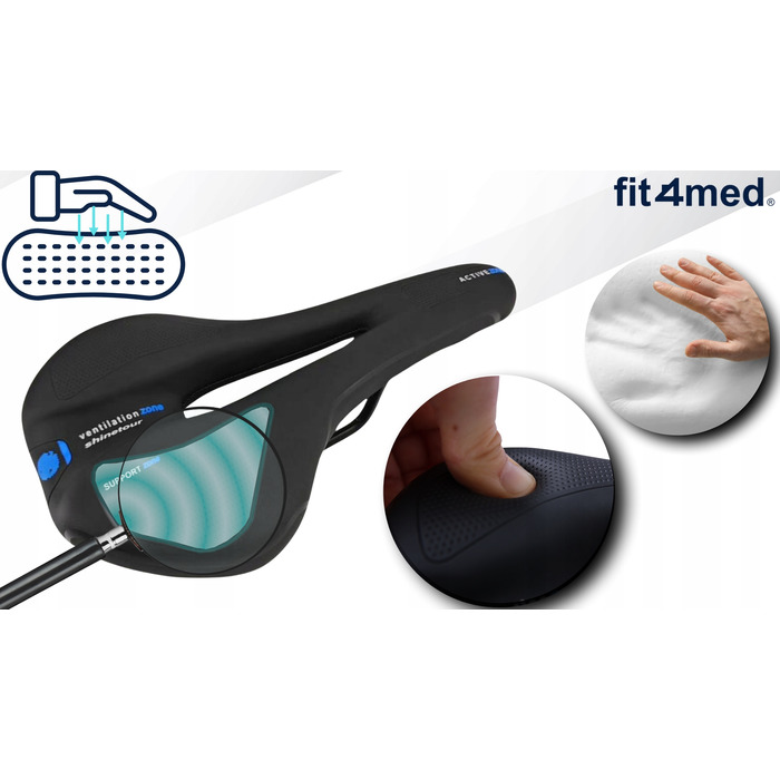 Велосипедне сідло Fit4Med Airflow — м'яке, з пінополіуретаном, 150 мм