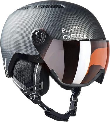 Шолом гірськолижний BLACK CREVICE Chamonix I з візором, чорний матовий, Carbon/білий, унісекс, розмір M (55-58 см)