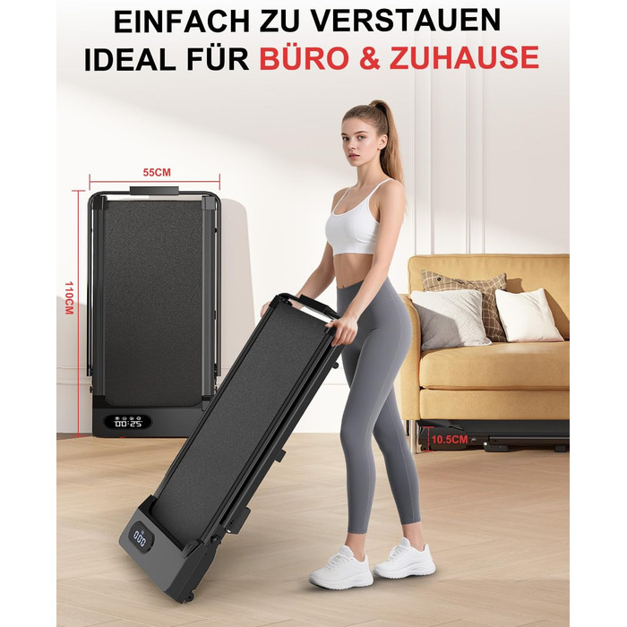 Walking Pad Dskeuzeew: Бігова доріжка з нахилом 7% для дому. 4-в-1, чорний