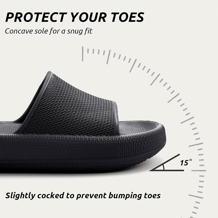 Чоловічі та жіночі шльопанці Cozislides Original - чорні, антиковзкі, для дому та вулиці (44/45 EU)