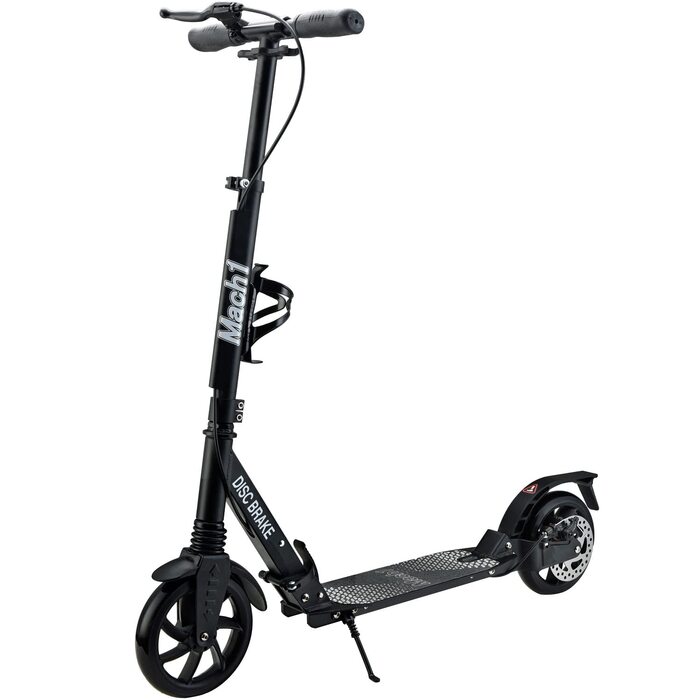 Самокат міський Mach1 Kick Scooter ALU з дисковим гальмом, колеса 200x40 мм, чорний XXL – для дітей та дорослих, складаний