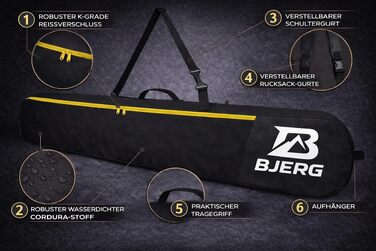 Чохол-рюкзак для сноуборда Bjerg Boardbag, до 150 см, чорно-жовтий, Made in Europe