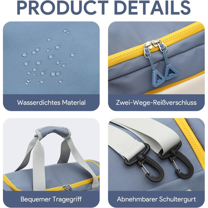 Спортивна сумка для жінок, велика, XL, 52x24x27 см, для спортзалу, подорожей, вихідних, клініки (біла)