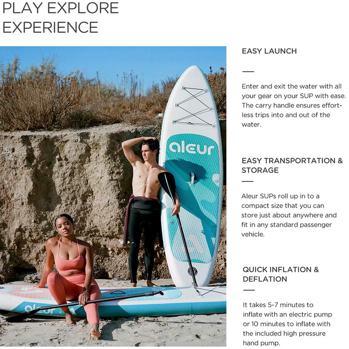 SUP дошка Aleur Explorer надувна з аксесуарами (рюкзак, весло, насос, ліш) 10'x32
