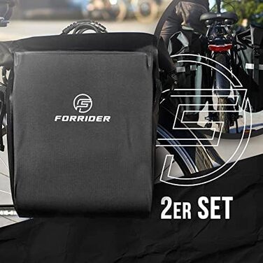 Комплект велосипедних сумок Forrider 2 шт. для багажника, водонепроникні, з відбивачами, 50 л, чорні, для покупок