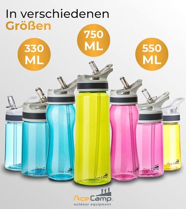 Пляшка для води AceCamp TRITAN 750 мл, спортивна, BPA-free, з подвійною кришкою, синя, набір 2 шт.