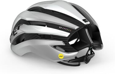 Велосипедний шолом MET Trenta 3K Carbon MIPS біло-сірий, карбон, преміум захист