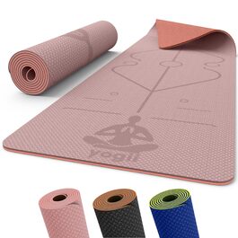 Йога-килимок Yogii 6 мм, протиковзкий TPE килимок для йоги, пілатесу та фітнесу з лініями розмітки, Nude / Старорожевий