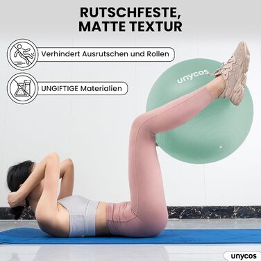 Фітбол Unycos 55/65/75 см для фітнесу, йоги, пілатесу та балансу | З насосом, BPA-Free, антивибуховий | Зелений #10