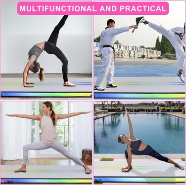 Гімнастичний надувний мат для дому, 3,5 м, у кольорах веселки (з повітряним насосом)