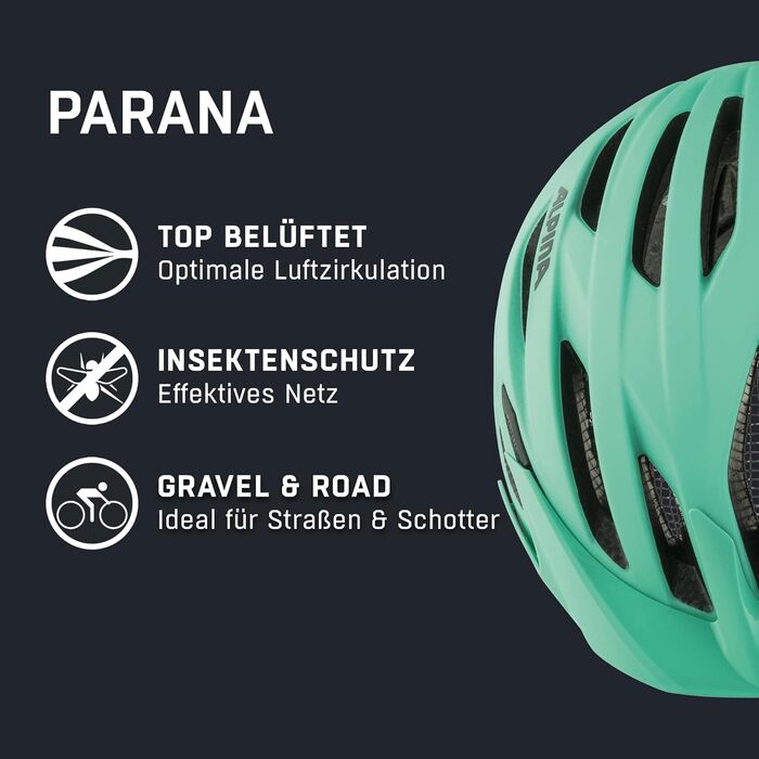 Шолом велосипедний Alpina Parana з сіткою від комах, для дорослих (2024, матовий аквамарин, M (51-56 см))
