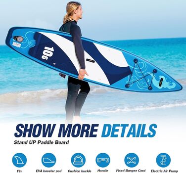 Надувний SUP-борд Zupapa 320/366 см | Комплект Stand Up Paddle Board з сидінням для каяка | Чорно-сіро-білий | З аксесуарами