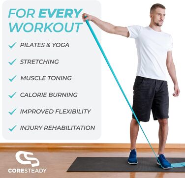 Гімнастичні еластичні стрічки Coresteady для чоловіків і жінок, набір з 4 фітнес-резинок 2 м для силових тренувань, пілатесу, йоги та реабілітації, з інструкцією