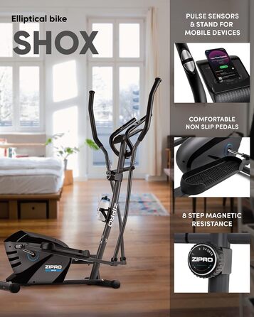Орбітрек Zipro Shox для дому, до 120 кг, 8 рівнів навантаження, кардіотренажер