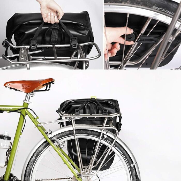 Велосипедна сумка WATERFLY 25L на багажник, водонепроникна, чорна