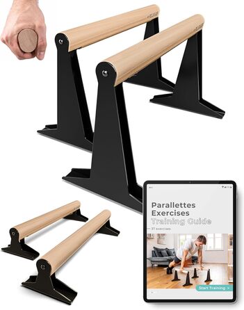 Дерев'яні паралети PULLUP & DIP Medium 30 см для каллістеніки та гімнастики, ергономічні бруси для віджимань і стійки на руках, для тренувань вдома та на вулиці