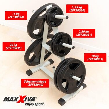 MAXXIVA Набір гантельних дисків 2×20 кг, чавунні з гумовим покриттям, чорні, для фітнесу, бодібілдингу, силових тренувань, реабілітації