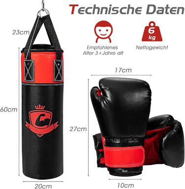 Дитячий боксерський набір COSTWAY: груша, 8oz рукавички, ремені, сумка, для карате, кікбоксингу, тхеквондо