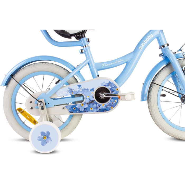 Дитяче велосипед Sun Baby Flower Bike для дівчаток, 14 дюймів, знімний ручка-штовхач, 2-6 років (Блакитний)