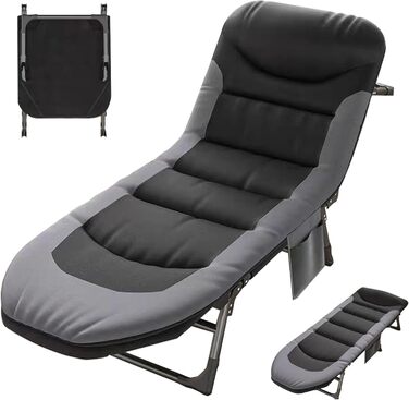 Розкладне ліжко Cozykimo для кемпінгу з матрацом: туристичне, для риболовлі, гостей, сад, будинок (чорне)