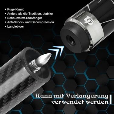 Біллярдний кий з карбону, 58 дюймів, наконечник 12.5 мм, 20/21 унцій, для аматорів та професіоналів, C4705-21OZ