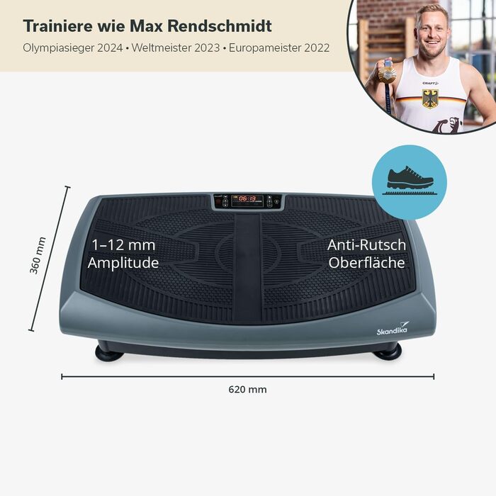 Платформа для вібраційного тренування Skandika V2000 4D Grey | Вібраційна платформа 4D, Bluetooth, пульт ДУ, 60 рівнів, 3+3 програми