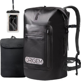 Водонепроникний рюкзак Origem 55L з ролтопом, 35-85L, для каякінгу, риболовлі, рафтингу, дайвінгу та повсякденного використання (Чорний)