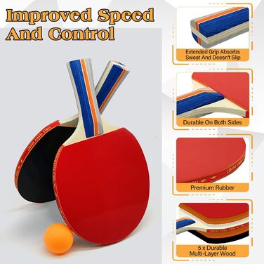 Набір для настільного тенісу Profi: 2 ракетки, сітка, 8 м'ячів, сумка. Підходить для гри в приміщенні та на вулиці. Чорний колір