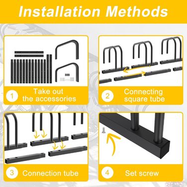 Підставка для велосипедів на 6 велосипедів FIVMEN - стійка для паркування, чорна