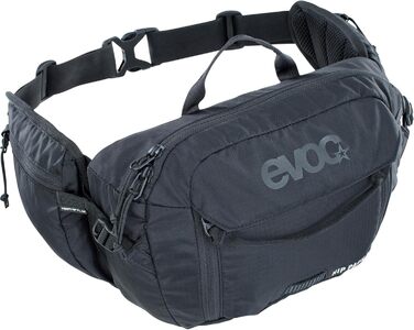 Поясний рюкзак EVOC HIP Pack 3л з гідросистемою, чорний (регульований пояс, Airflow Contact System, Venti Flap, 1,5л питна система)