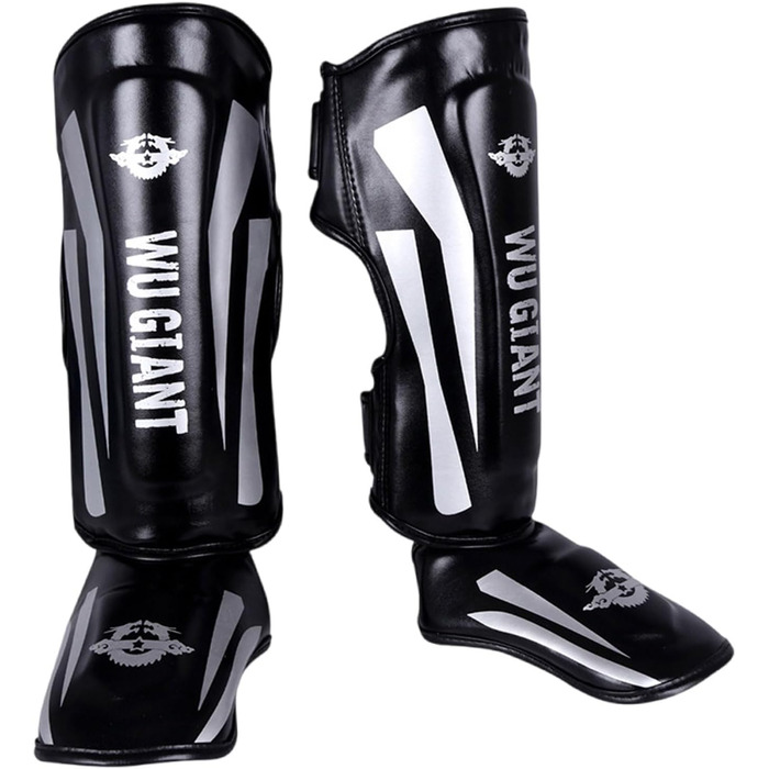 Захисники гомілок для Муай Тай, кікбоксингу та інших єдиноборств, унісекс, з захистом зап'ястя, чорні