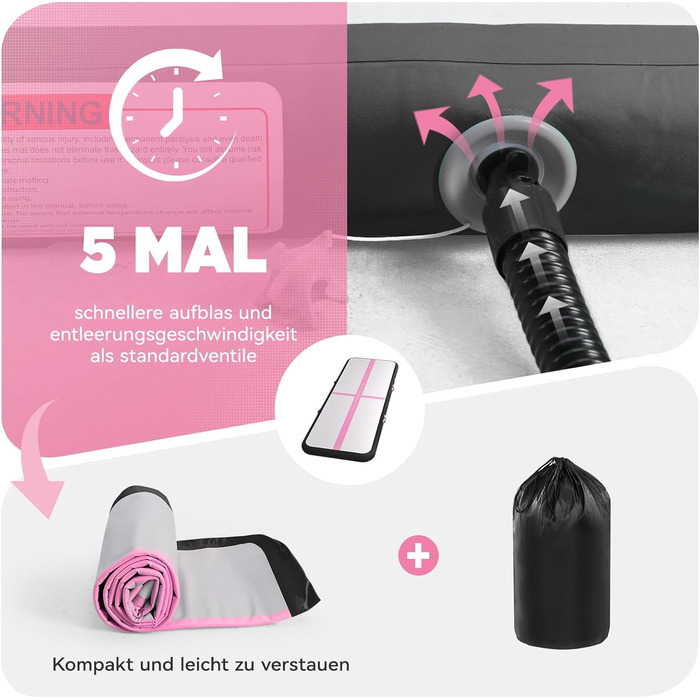 Airtrack мат 3м x 10см з електронасосом 600W для гімнастики, йоги та фітнесу