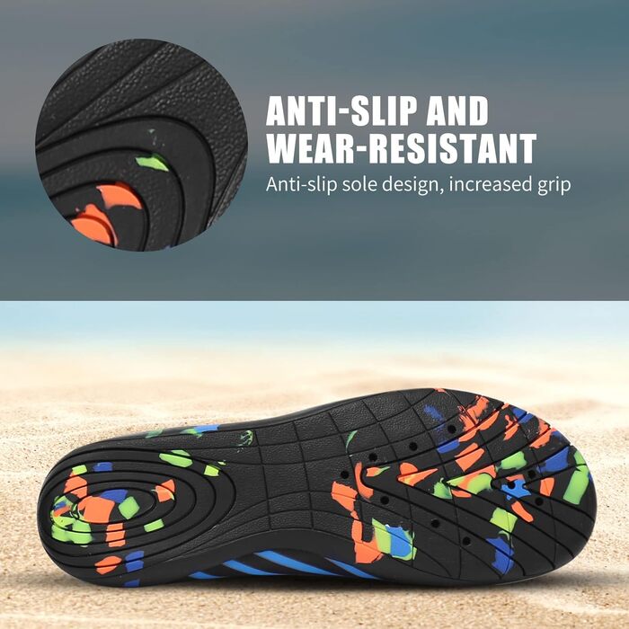 Водні черевики для жінок та чоловіків Tolaler: товсті, неслизькі, швидковисихаючі, міцні та довговічні для пляжу, подорожей та плавання (45 EU, B 02)