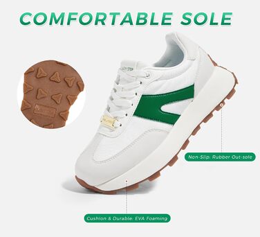 Кросівки жіночі Lucky Step на платформі, ретро-стиль, для бігу, тенісу та повсякденного носіння (Сіро-зелені, 41 EU)