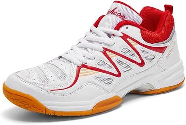 Волейбольні кросівки для чоловіків та жінок, кросівки для бадмінтону, білі закриті спортивні кросівки, дитячі волейбольні тренувальні кросівки з амортизацією та антиковзаючою підошвою, розмір 39 EU, широкі, білі, червоні