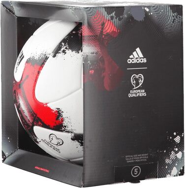 Футбольний м'яч adidas European Qualifier OMB, розмір 5, білий/червоний/чорний