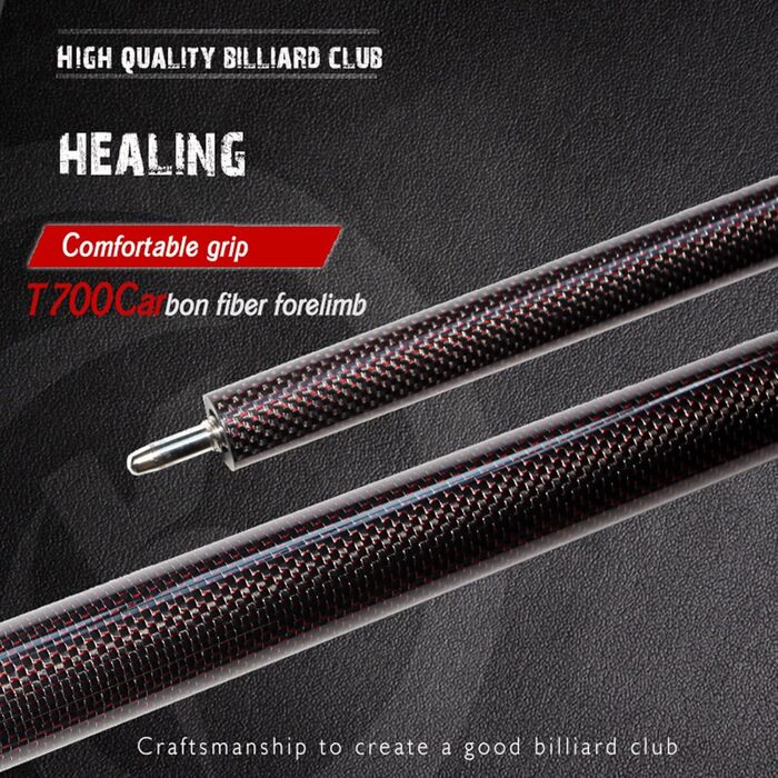 Кю Білліард KHEALING з карбону, 58 дюймів, 1/2-дюймова структура, 3-зубчастий з'єднувач, наконечник 12.4 мм, вага 540-567 г, для професійних гравців, червоний