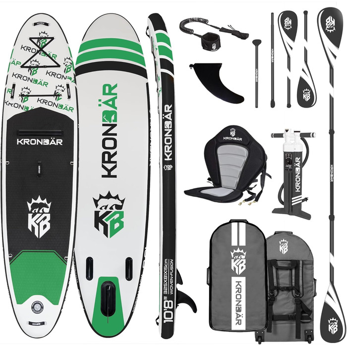 Надувна SUP-дошка KRONBÄR 10.8 Woven X Fusion Double Layer, 325 см, зелена, повний комплект