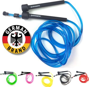 Стрибкове канат для дорослих та дітей, чоловіків та жінок - для фітнесу, кроссфіту, спорту, боксу та відпочинку - регульований розмір - Speed Rope, Jump Rope, Sprungseil (Блакитний)