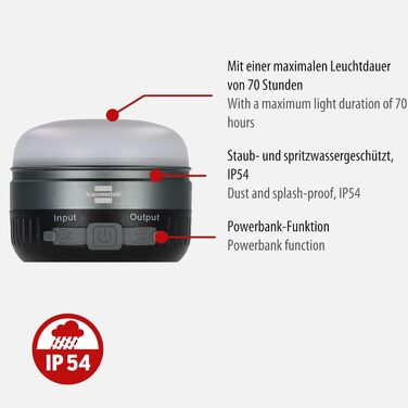 Брененштуль ОЛІ 0300 А: LED кемпінговий ліхтар на акумуляторі з USB Powerbank (350lm, SOS, Blink)