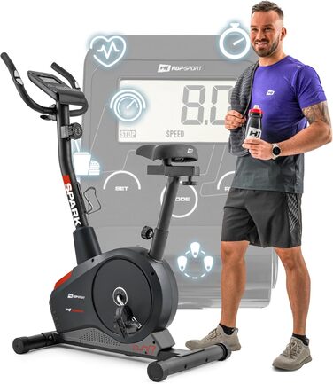 Велотренажер Hop-Sport Spark для дому з комп'ютером і пульсометром, 8 рівнів навантаження, маховик 9 кг, максимальна вага 120 кг