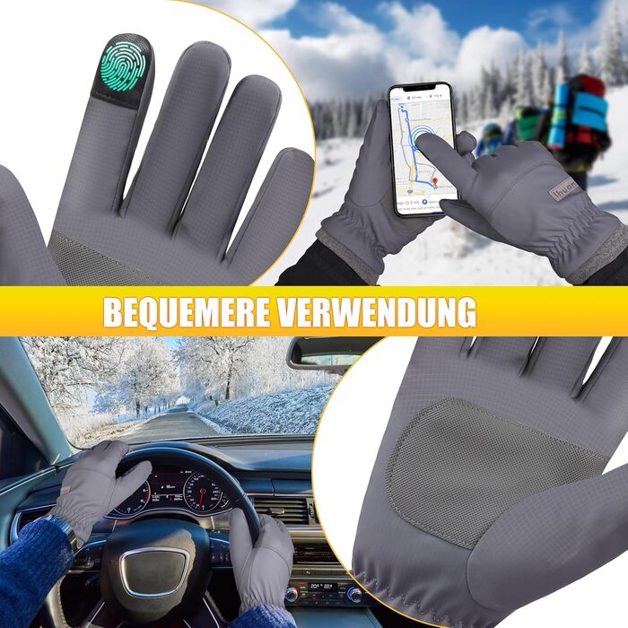 Термо рукавички для велосипеда Ihuan - теплі зимові рукавички для чоловіків та жінок, водонепроникні, ветрозащищені, спортивні, для катання на велосипеді, лижах, піших прогулянок