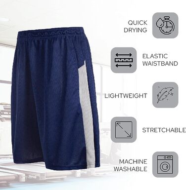 Шорти спортивні чоловічі - баскетбольні шорти для чоловіків - активні шорти для тренувань, залу, бігу (S, набір 5 шт.)